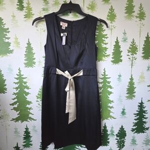 Navy Blue Penguin Dress with Cream Satin Belt.